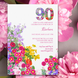 90th Birthday Garden Floral Elegant Invitation