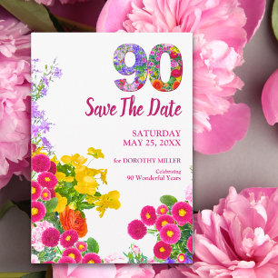 90th Birthday Garden Floral Milestone Party Save The Date
