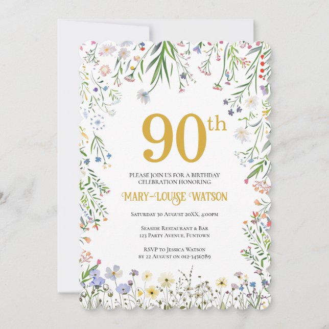 90th Birthday Garden Party  Invitation (Front)