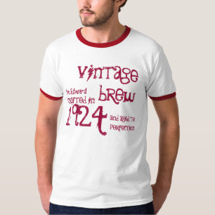 90th Birthday Gift 1924 Vintage Brew Name Ringer T-Shirt