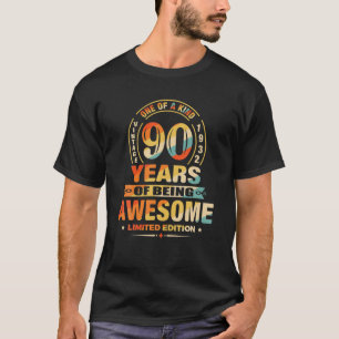 90Th Birthday Gifts 90 Years Of Being Awesome Vint T-Shirt