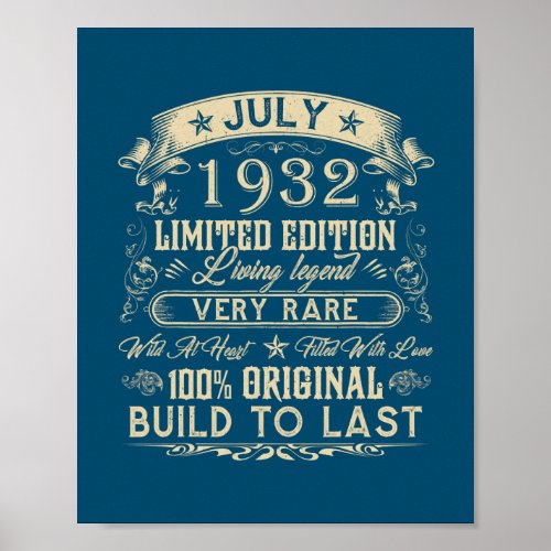 90th Birthday Gifts 90 Years Old Retro Vintage Poster