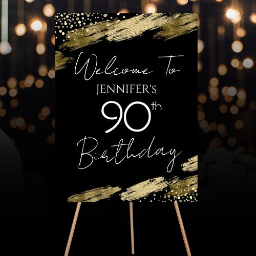 90th Birthday Gold Black Welcome Sign