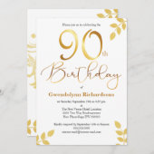 90th birthday gold colored elegant personalizable invitation | Zazzle