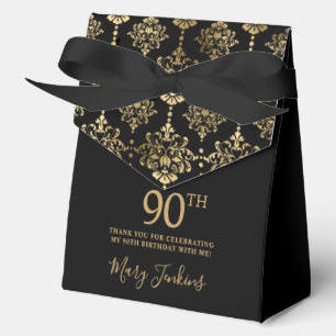 90th Birthday Gold Elegant Thank You Favor Boxes
