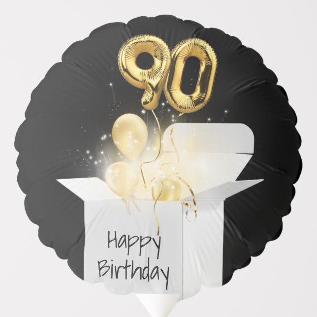 90th Birthday Gold Party Balloons (Front)
