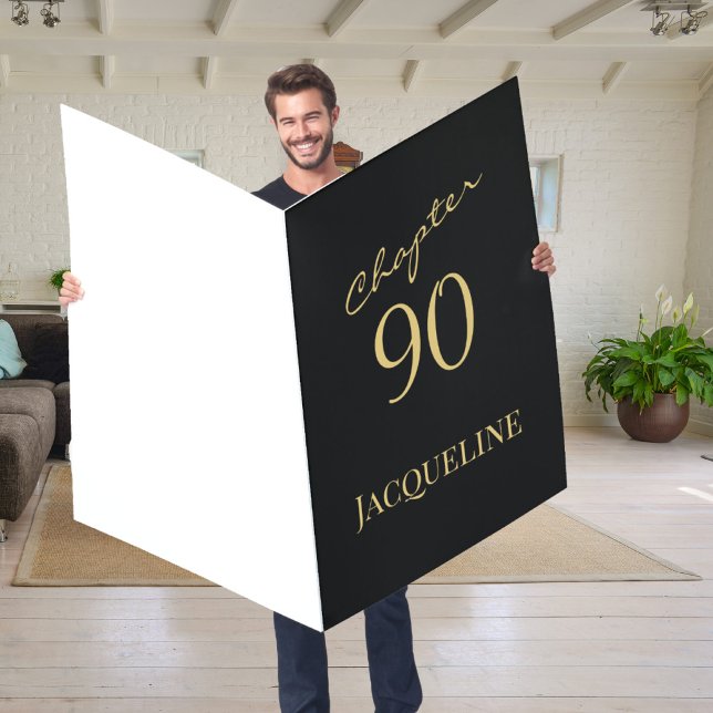 90th Birthday Gold Script Black Giant Card (Creator Uploaded)