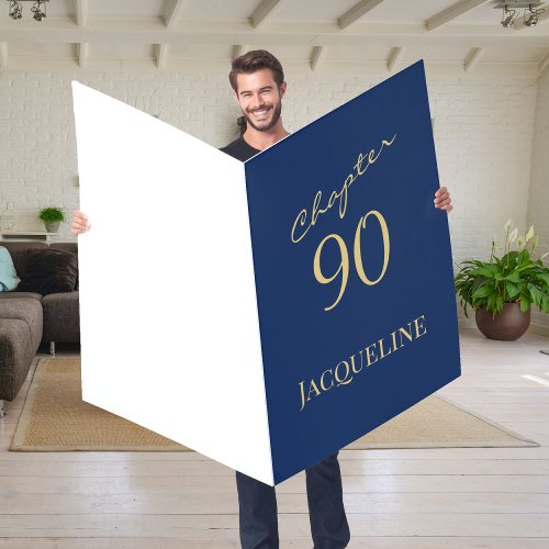 90th Birthday Gold Script Blue Chapter 90 Giant Card