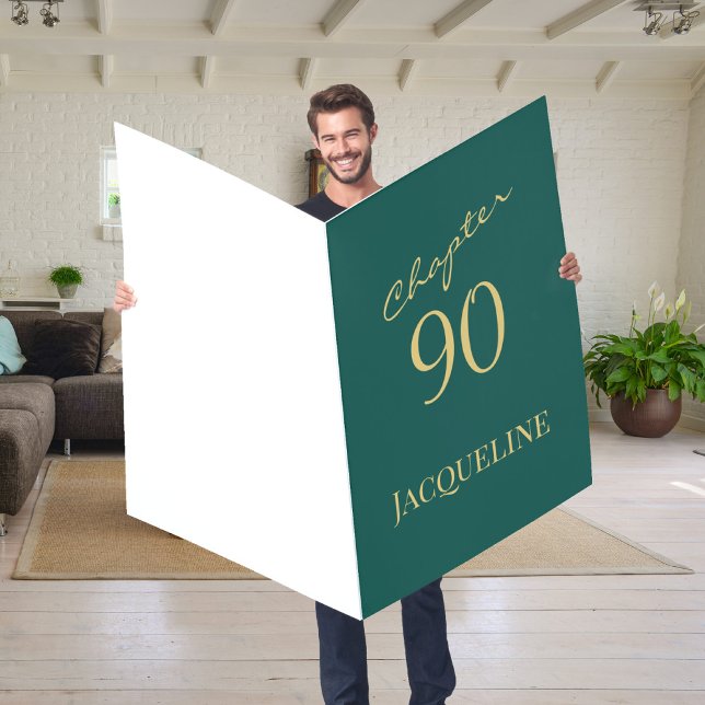 90th Birthday Gold Script Green Chapter 90 Giant Card (Creator Uploaded)