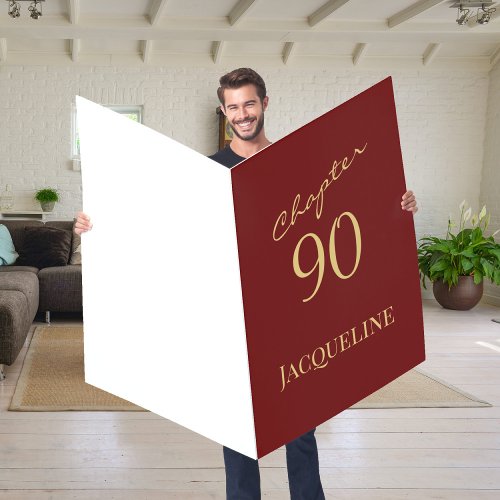90th Birthday Gold Script Red Chapter 90 Giant Card