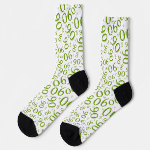 90th Birthday Green Random Number Pattern 90 Socks