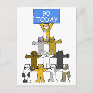 90th Birthday Humor Cartoon Cats Postcard