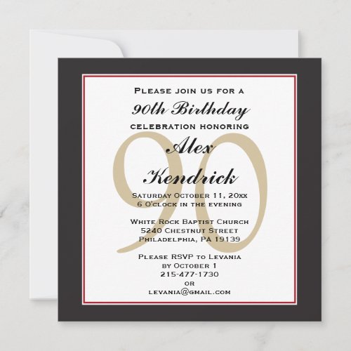 90th Birthday Invitation