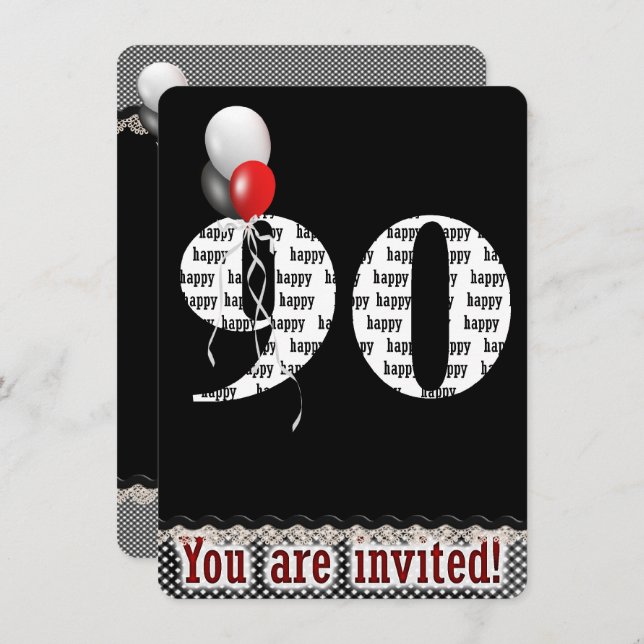 90th Birthday Invitation (Front/Back)