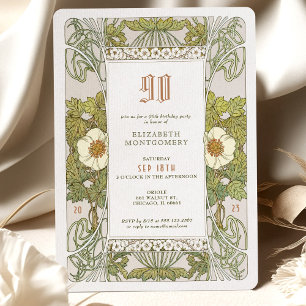 90th Birthday Invitation Art Nouveau by Mucha