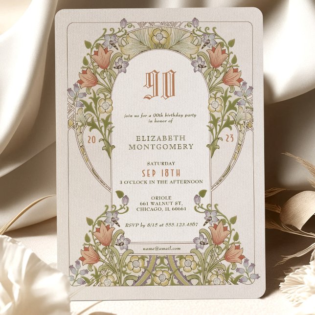 90th Birthday Invitation Art Nouveau W. Morris (Creator Uploaded)