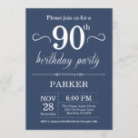 90th Birthday Invitation Blue<br><div class="desc">90th Birthday Invitation with Blue Background. Adult Birthday. Men or Women Bday Invite. 13th 15th 16th 18th 20th 21st 30th 40th 50th 60th 70th 80th 90th 100th,  Any age. For further customization,  please click the "Customize it" button and use our design tool to modify this template.</div>