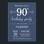 90th Birthday Invitation Blue<br><div class="desc">90th Birthday Invitation with Blue Background. Adult Birthday. Men or Women Bday Invite. 13th 15th 16th 18th 20th 21st 30th 40th 50th 60th 70th 80th 90th 100th,  Any age. For further customization,  please click the "Customize it" button and use our design tool to modify this template.</div>