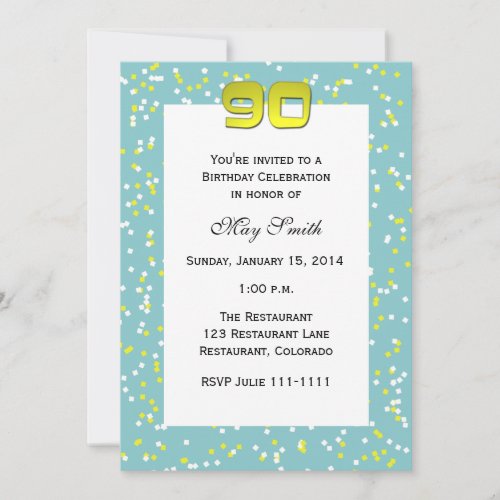 90th Birthday Invitation -- Confetti