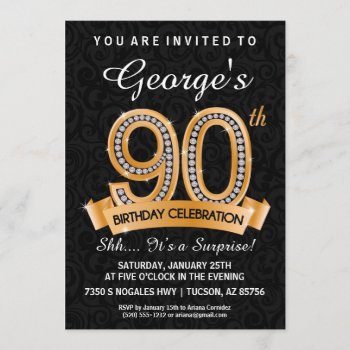 90th Birthday Invitation Diamond Milestone Invite by AnnounceIt at Zazzle