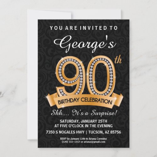 90th Birthday Invitation Diamond Milestone Invite