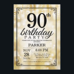 90th Birthday Invitation Gold Glitter<br><div class="desc">90th Birthday Invitation with Gold String Lights with Gold Glitter Background. Gold Birthday. Adult Birthday. Men or Women Bday Invite. 13th 15th 16th 18th 20th 21st 30th 40th 50th 60th 70th 80th 90th 100th, Any age. For further customization, please click the "Customize it" button and use our design tool to...</div>