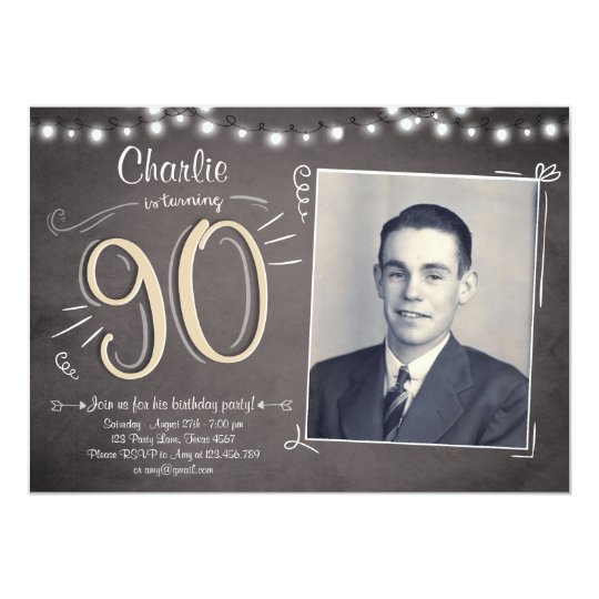 90th Birthday Invitation Vintage Ninety Birthday | Zazzle.com