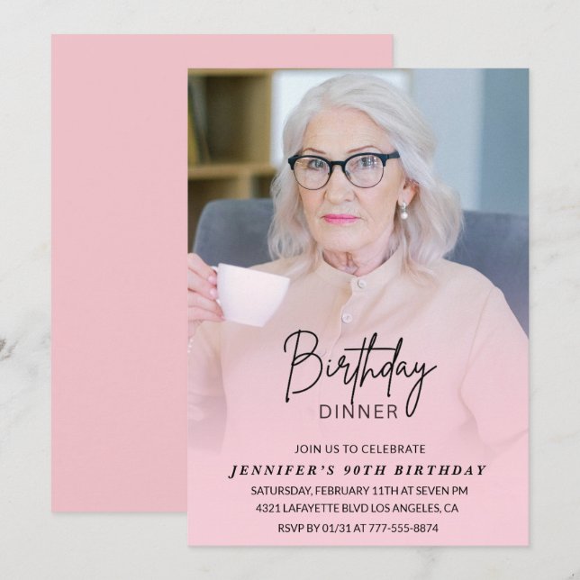 90th birthday invitations Birthday Dinner Photo (Front/Back)