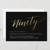 90th Birthday Invitations -  Formal Faux Gold (Front/Back)
