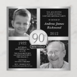 90th Birthday Invitations Then & Now 2 Photos<br><div class="desc">Create your own elegant 90th Birthday Surprise Party Invitations. Classic executive style black and silver for men or women, personalized with double photo frame inserts for "Then & Now" pictures -- Customize the name, date, and details for your special celebration. Can be easily customized for other special occasions, corporate events,...</div>