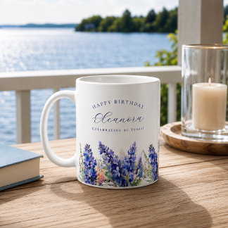 90th Birthday July Birth Flower Gift Custom Coffee Mug