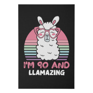 90th Birthday Llamazing Llama 90 Year Old Birthday Faux Canvas Print