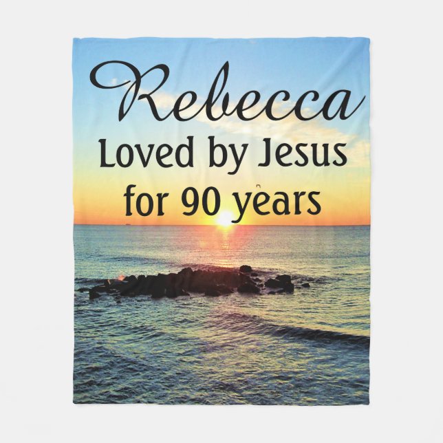 90TH BIRTHDAY LOVED BY JESUS PERSONALIZED BLANKET (Front)