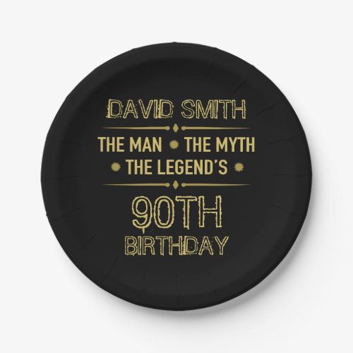 90th Birthday Man Myth Legend Paper Plates