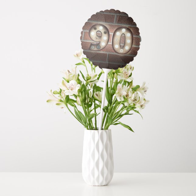 90th Birthday Marquee Lights On Brick Balloon (Vase)