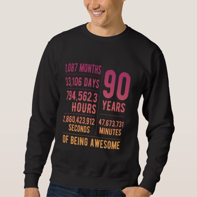 90th Birthday Men &Women Funny 90 Years Old Sweatshirt (Front)