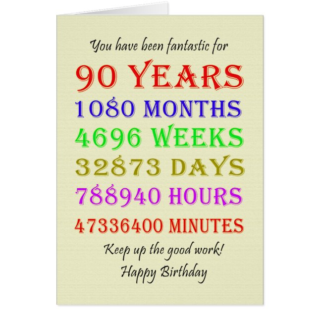 90th Birthday Milestones Cards (Front)
