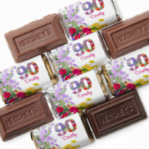 90th Birthday Mini Chocolates Floral Elegant Hershey's Miniatures
