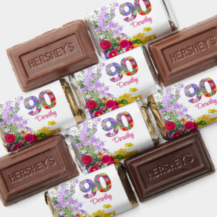 90th Birthday Mini Chocolates Floral Elegant Hershey's Miniatures