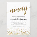 90th Birthday Modern Gold Confetti Dots Script Invitation<br><div class="desc">Modern Gold Confetti Dots Script 90th Birthday Invitation
The design features 'ninety' in a modern elegant script and gold confetti dots accent.
If you would like to customize the text 'ninety' to another age,  feel free to email us at panggadesigns@gmail.com.</div>