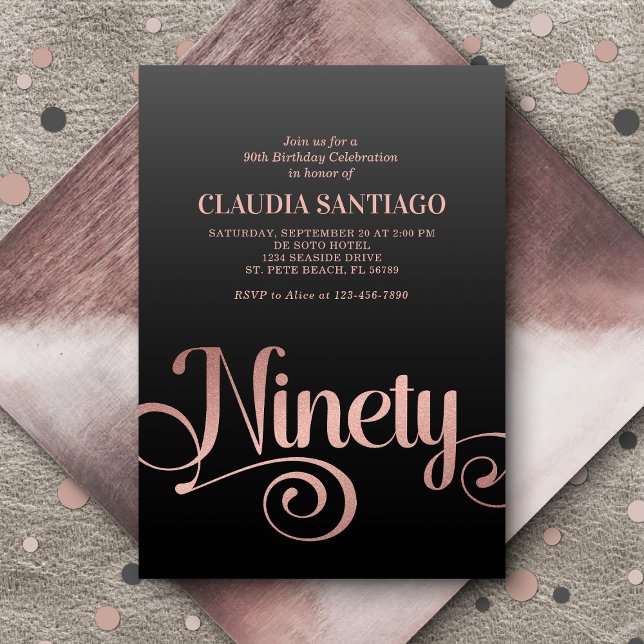 90th Birthday Modern Script Invitation (Creator Uploaded)