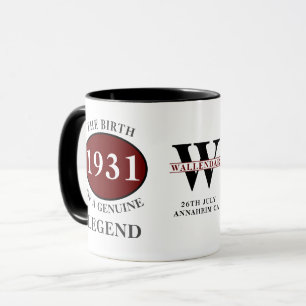90th Birthday Monogram Born 1931 Legend Add Name Mug