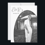 90th Birthday Monogram Male Photo Stylish Birthday Invitation<br><div class="desc">A 90th Birthday Male Personal Monogram Birthday Invitation in elegant Black and White. The age can be changed for any age not just 90. A photo is able to be on the front and the reverse of the personal invitation. The information is easily changed to your own custom information with...</div>