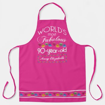 90th Birthday Most Fabulous Colorful Gems Pink Apron by BCMonogramMe at Zazzle