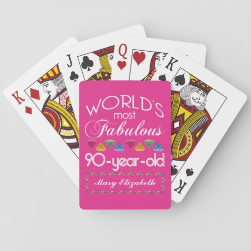 90th Birthday Most Fabulous Colorful Gems Pink Poker Cards