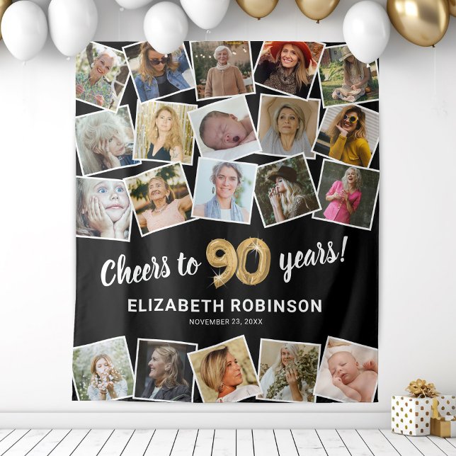 90th Birthday Multi Photo Backdrop (Creator Uploaded)
