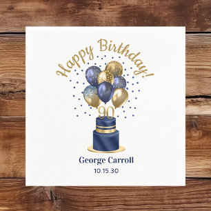90th Birthday Navy Blue Balloon Cake Napkins