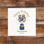 90th Birthday Navy Blue Balloon Cake Napkins<br><div class="desc">These fabulous men's 90th birthday party paper luncheon cocktail featuring a 2-layer navy blue and gold cake with navy blue and gold balloons, the number 90 in gold would be perfect for celebrating your loved one turning 90. They're traditional and classic while being fresh, modern and contemporary. They'll look fabulous...</div>