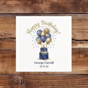 90th Birthday Navy Blue Balloon Cake Napkins