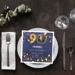 90th birthday navy blue gold stars photo napkins<br><div class="desc">Navy blue uneven colored background, decorated with golden stars. Personalize and add a photo, name, age, date. Celebrate in Style – 90th Birthday Blue & Gold Photo Napkins Add a personal touch to your milestone celebration with these elegant 90th birthday napkins. Featuring a stylish blue background, gold stars, and space...</div>